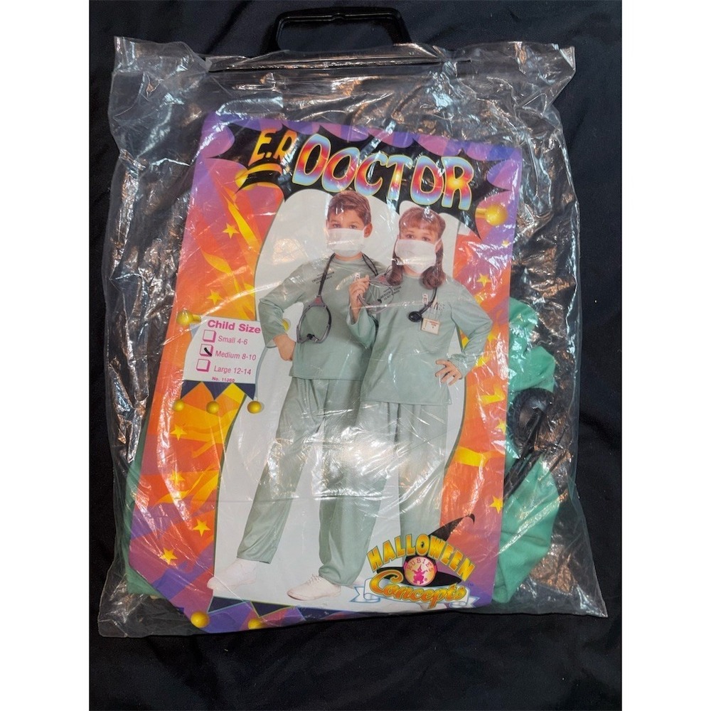 Rubie's E.R. Doctor Child Costume Scrubs Set Unisex Kids Green M 8-10 Halloween